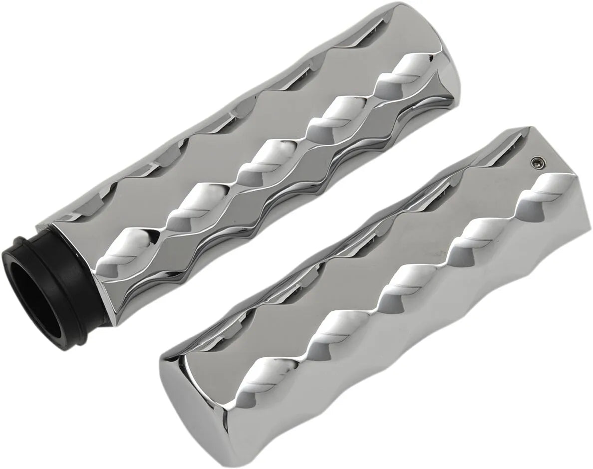 La Choppers Billet Hex Grips - Chrome, 1"