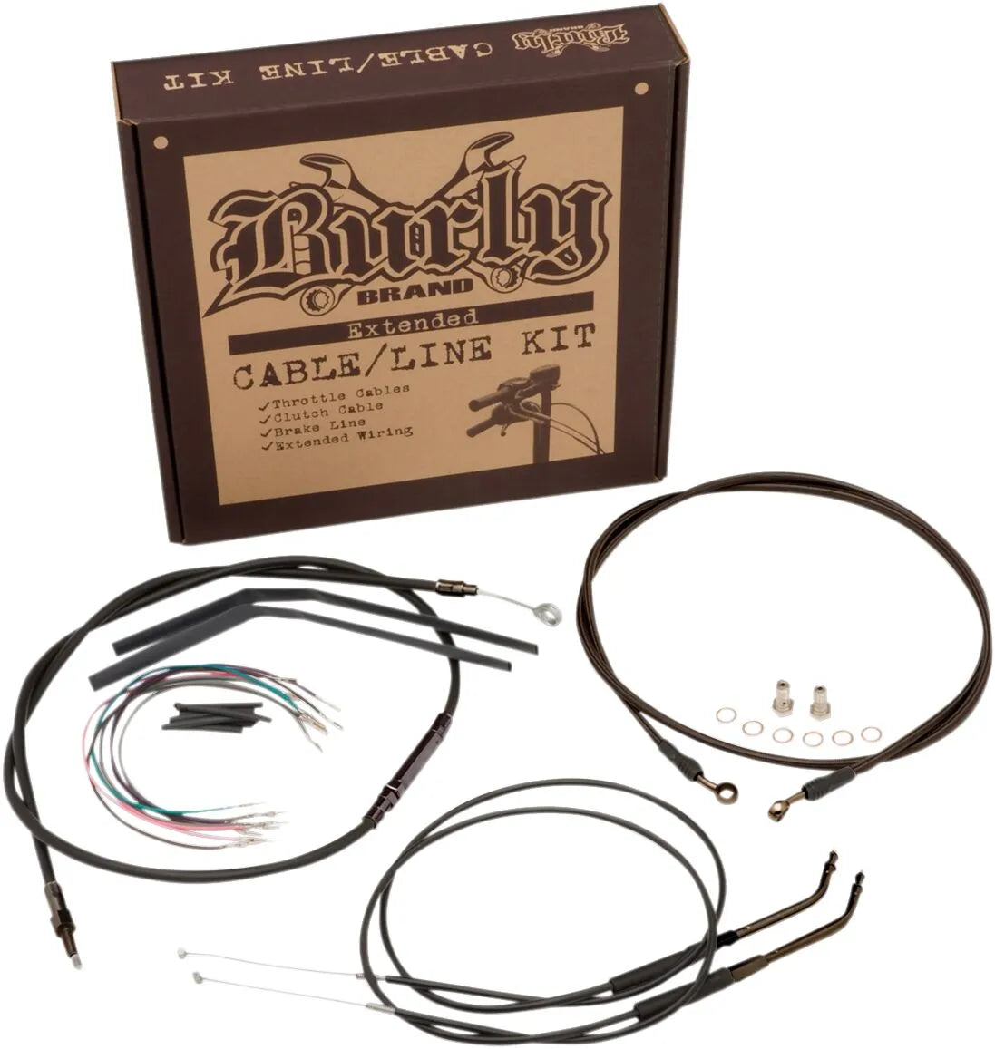 BURLY BRAND Ape Hangers Black Vinyl Cable/Line Kit