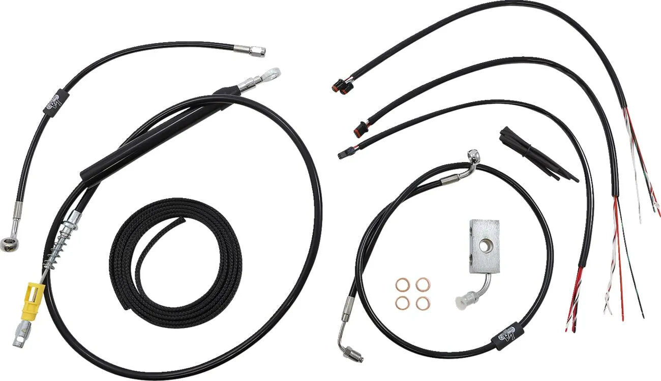 La Choppers Black Vinyl Braided Cable/Brake Line Kit for 15"-17"