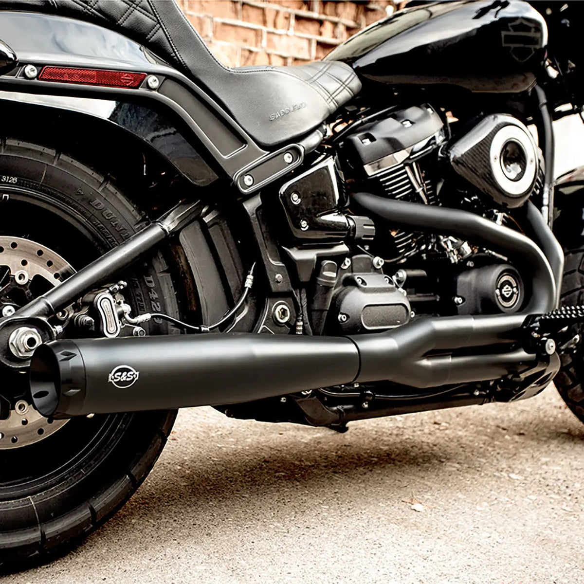 S&S Cycle Super Street 2-into-1 Exhaust Black for HD Softail