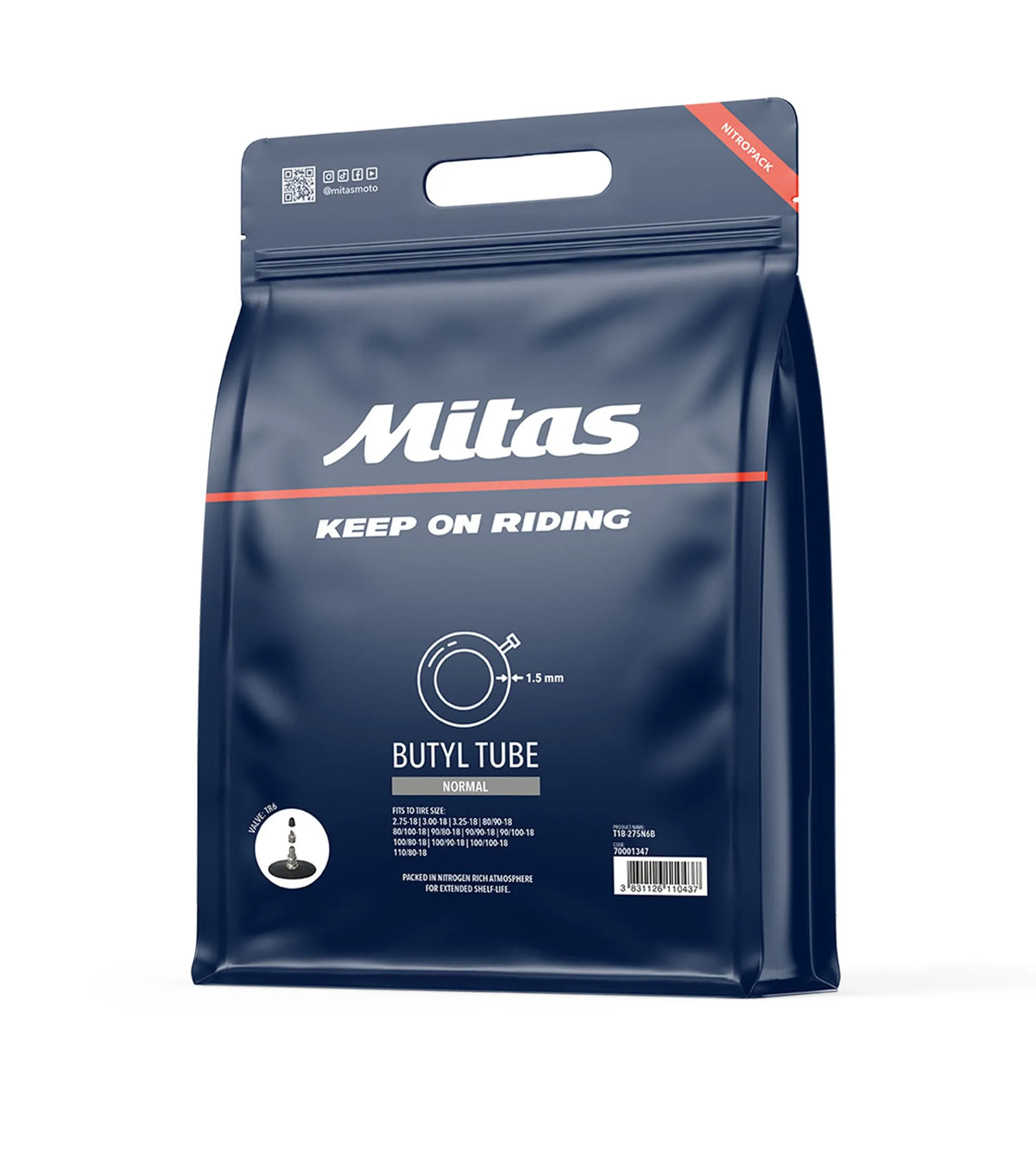 Mitas Standard Duty Inner Tube 1.5mm for 2.50-12 100/90-12 Tires