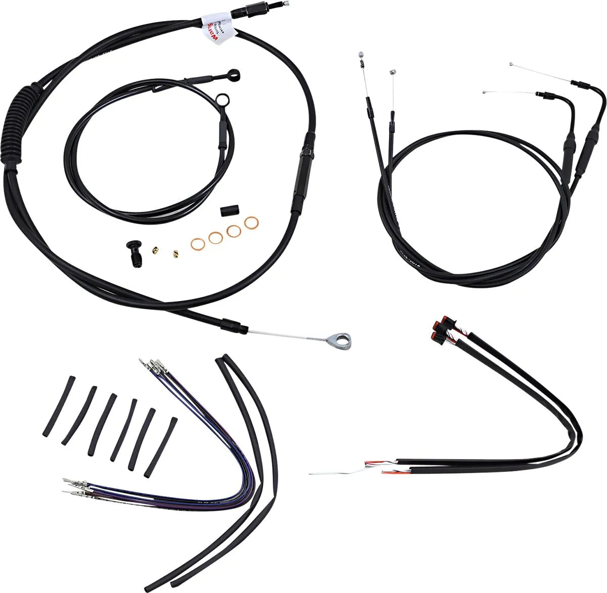 BURLY BRAND Black Vinyl Handlebar Cable Kit for Ape Hangers