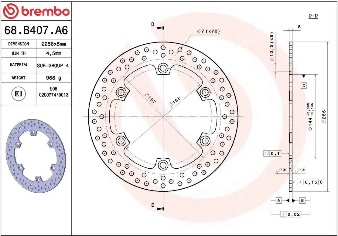 Brembo Serie Oro Fixed Brake Rotor Prime Line