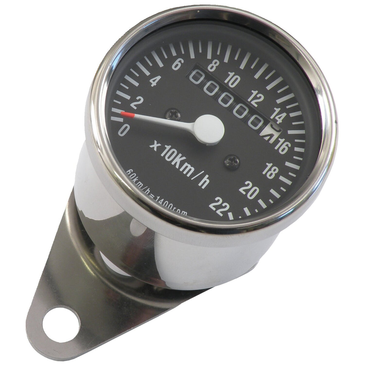 MCS Mini speedometer 2:1 mph chrome with black face plate