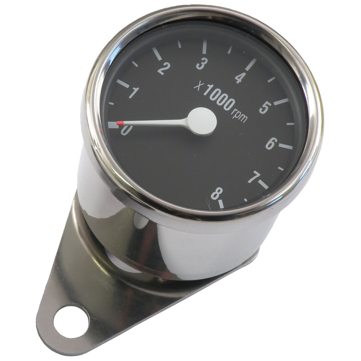 MCS Mini tachometer electronic - 8000 RPM - Chrome