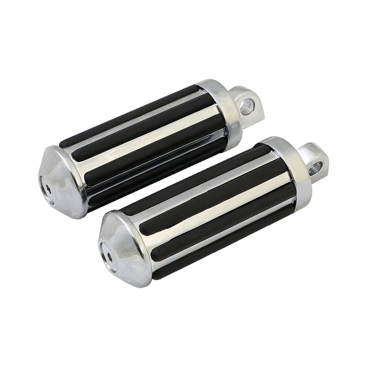 MCS Rail foot pegs large diameter - Chrome w/rubber inlays