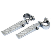 MCS 'Ribbed' foot peg set - Clamp-on - Chrome