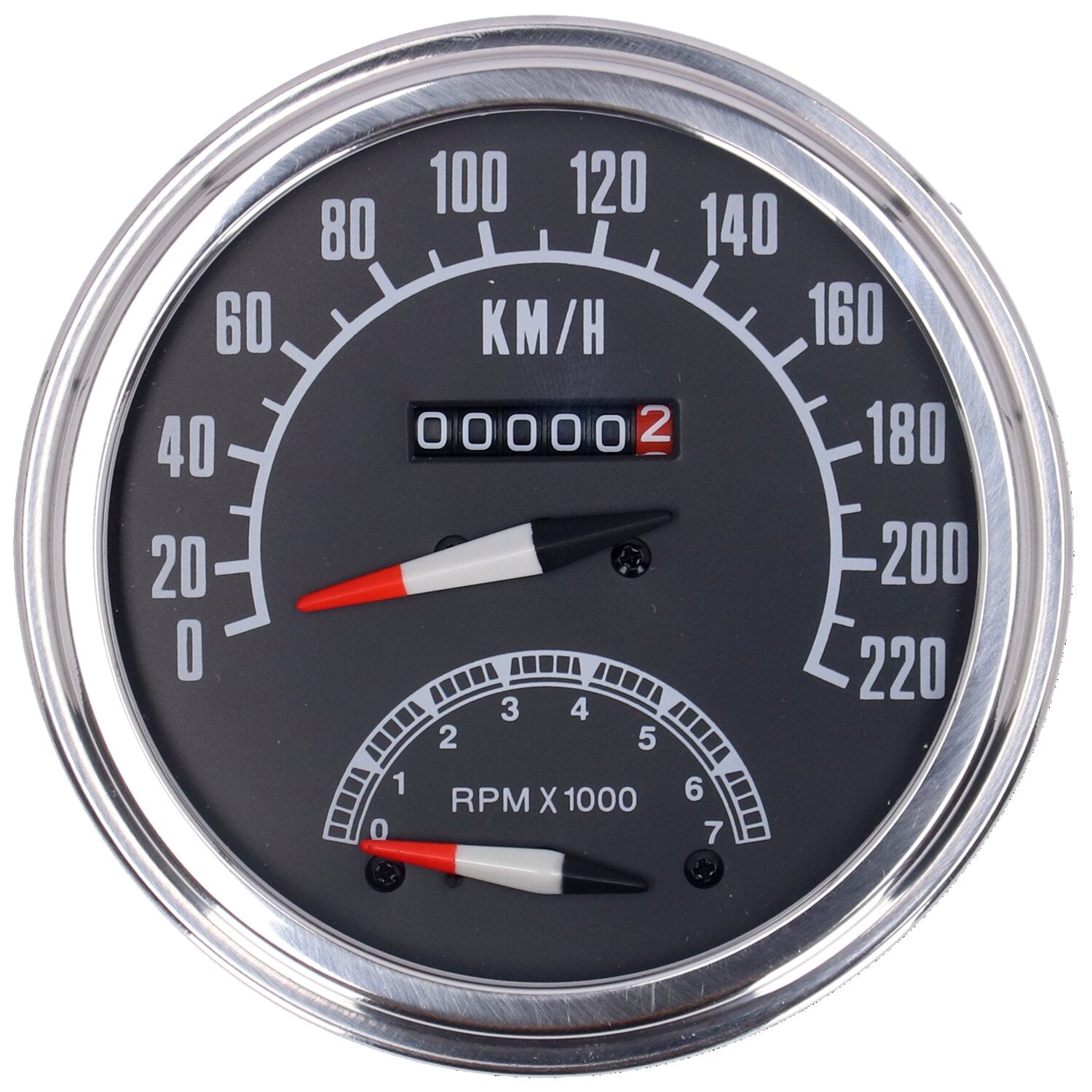 MCS FL speedo/tachometer '73-84 face' black - 1:1 kmh