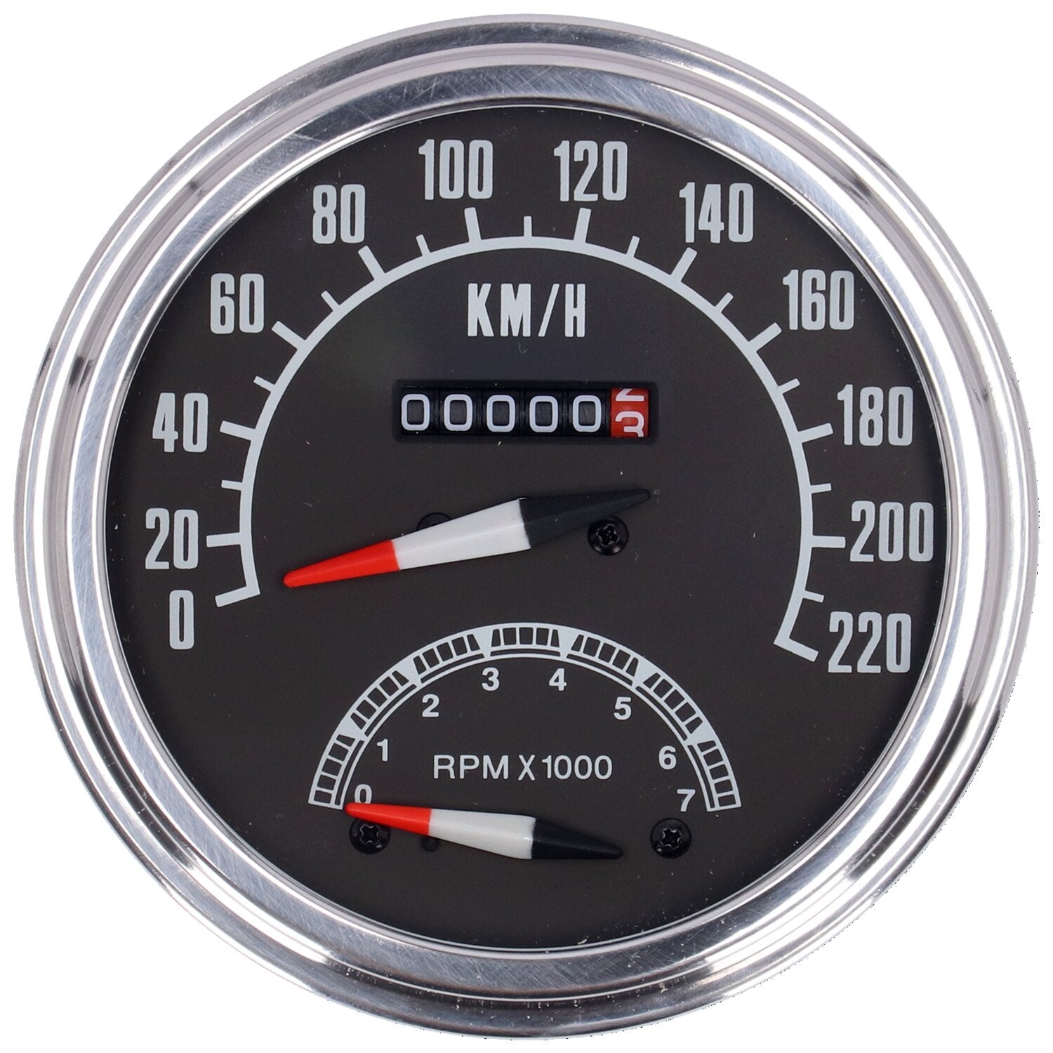 MCS FL speedo/tachometer '73-84 face' black - 2:1 kmh