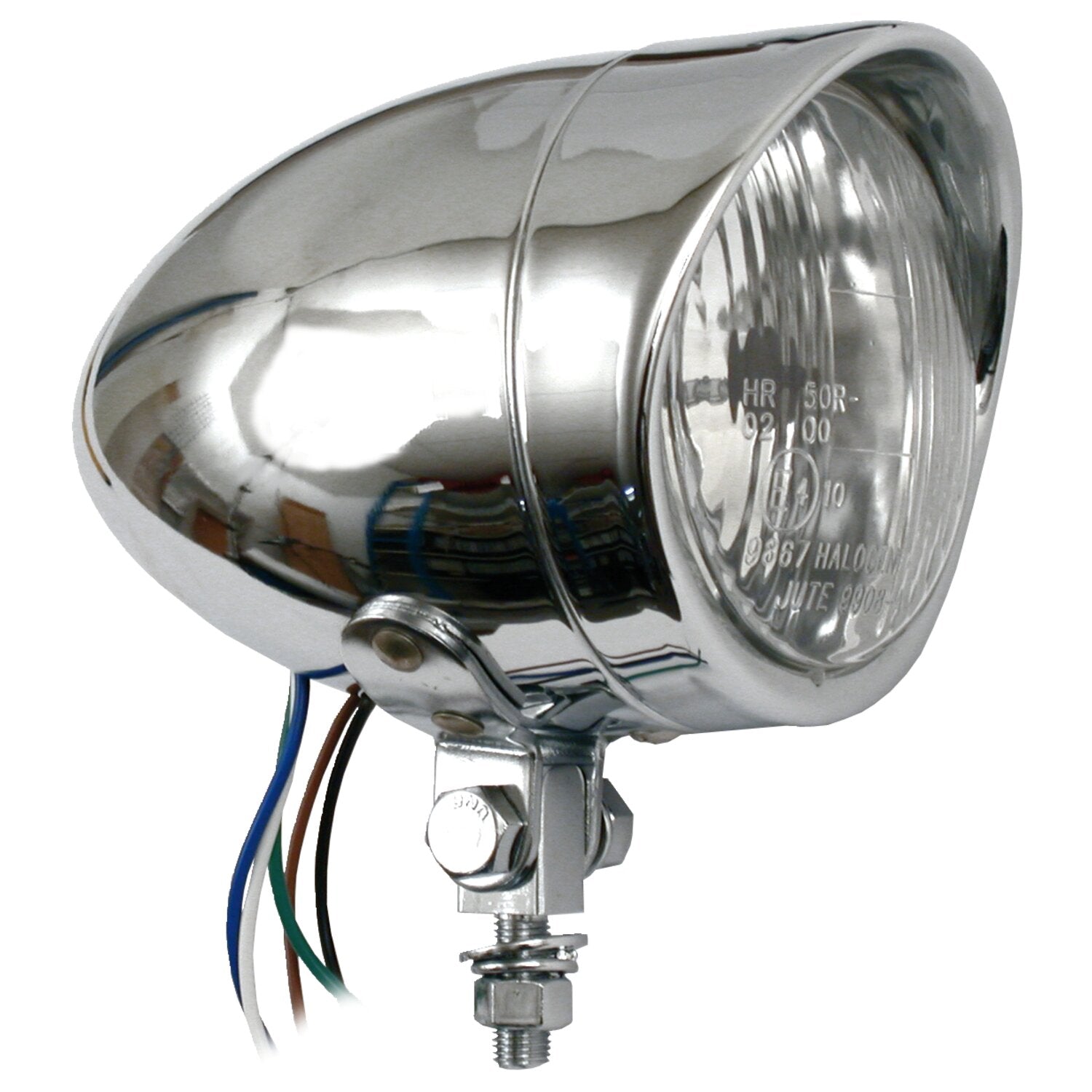 MCS Long bullet 4" H4 headlamp - with visor - Chrome