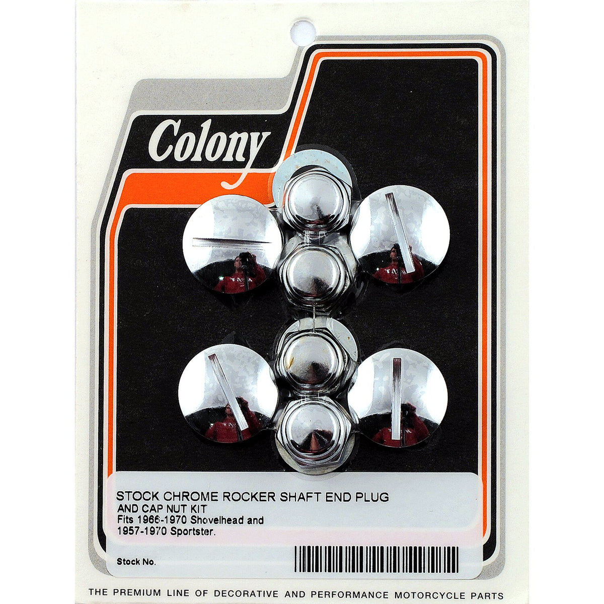 Colony rocker shaft plug & nut kit - Slotted - Chrome