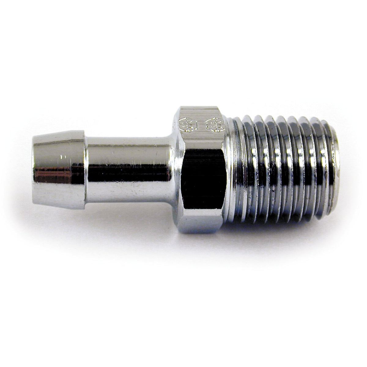 MCS Oil line fitting straight - 1/4" NPT to 5/16 hose - Chrome