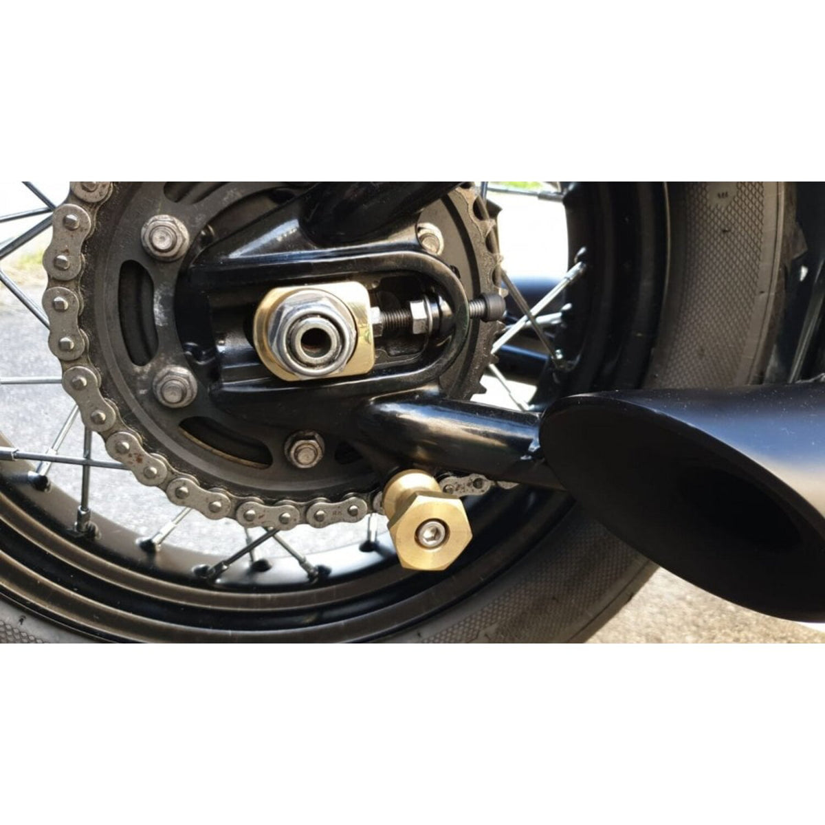 Motone Vintage hot forged chain adjuster kit - Brass