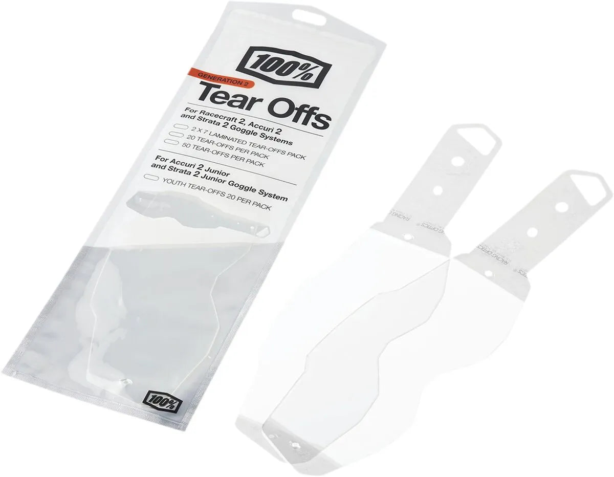 100% Accuri 2 Racecraft 2 Strata 2 Goggle Laminated Tear-Offs