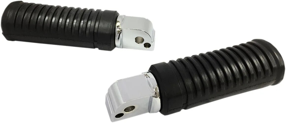 Drag Specialties Foot Pegs - Black Rubber, Chrome Finish