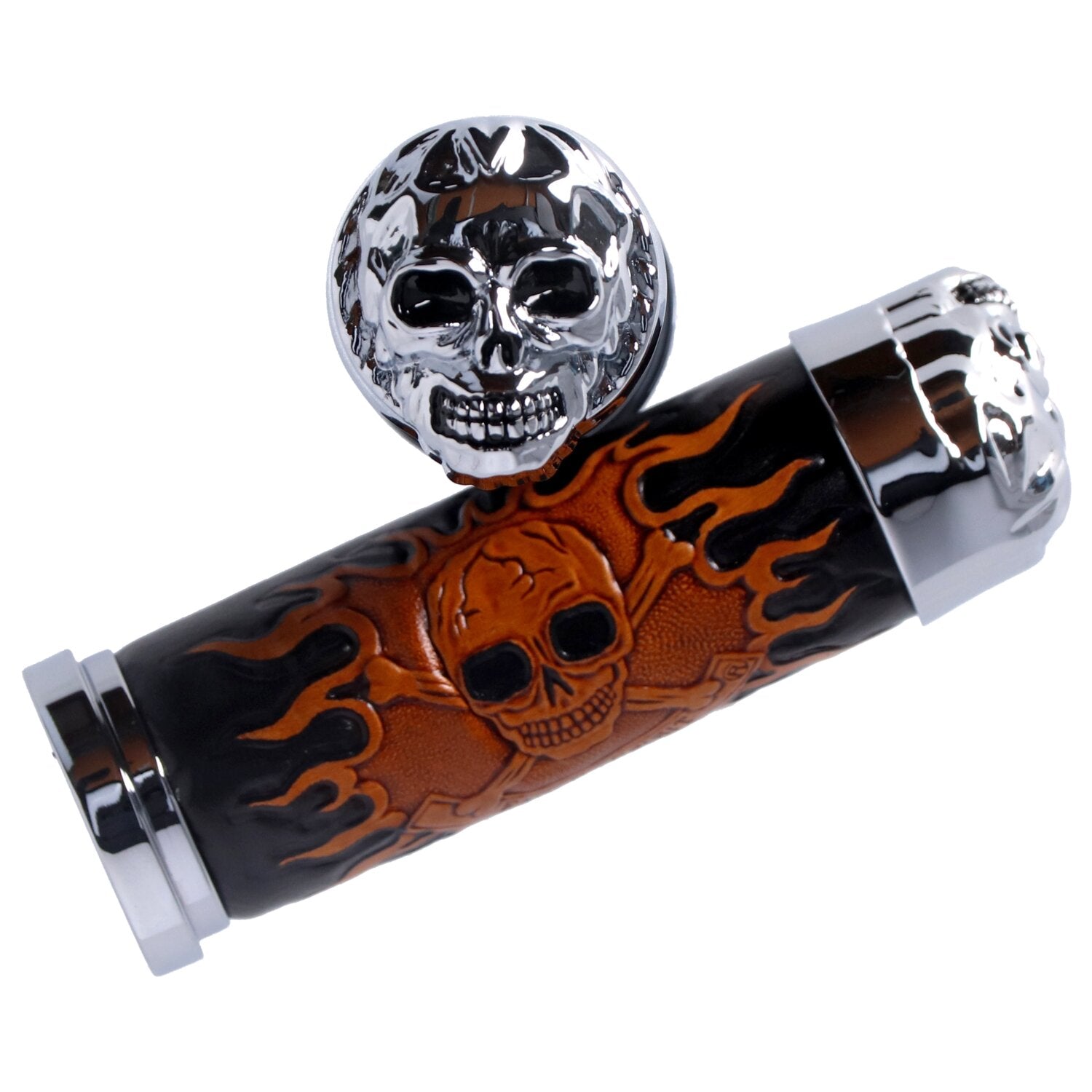 MCS Handlebar grip set Cushion Skull leather