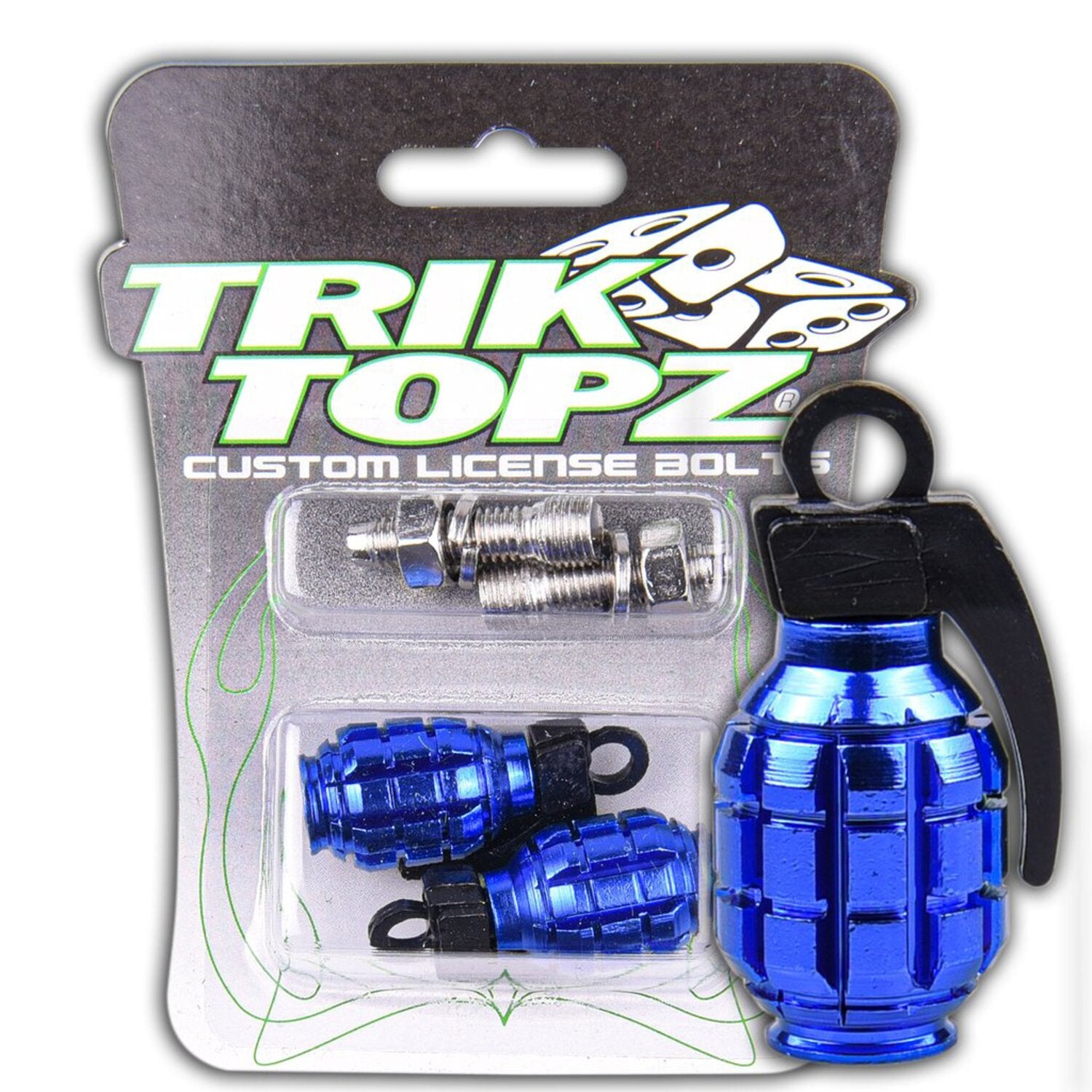Trik Topz Hand Grenade license plate mounts - Blue