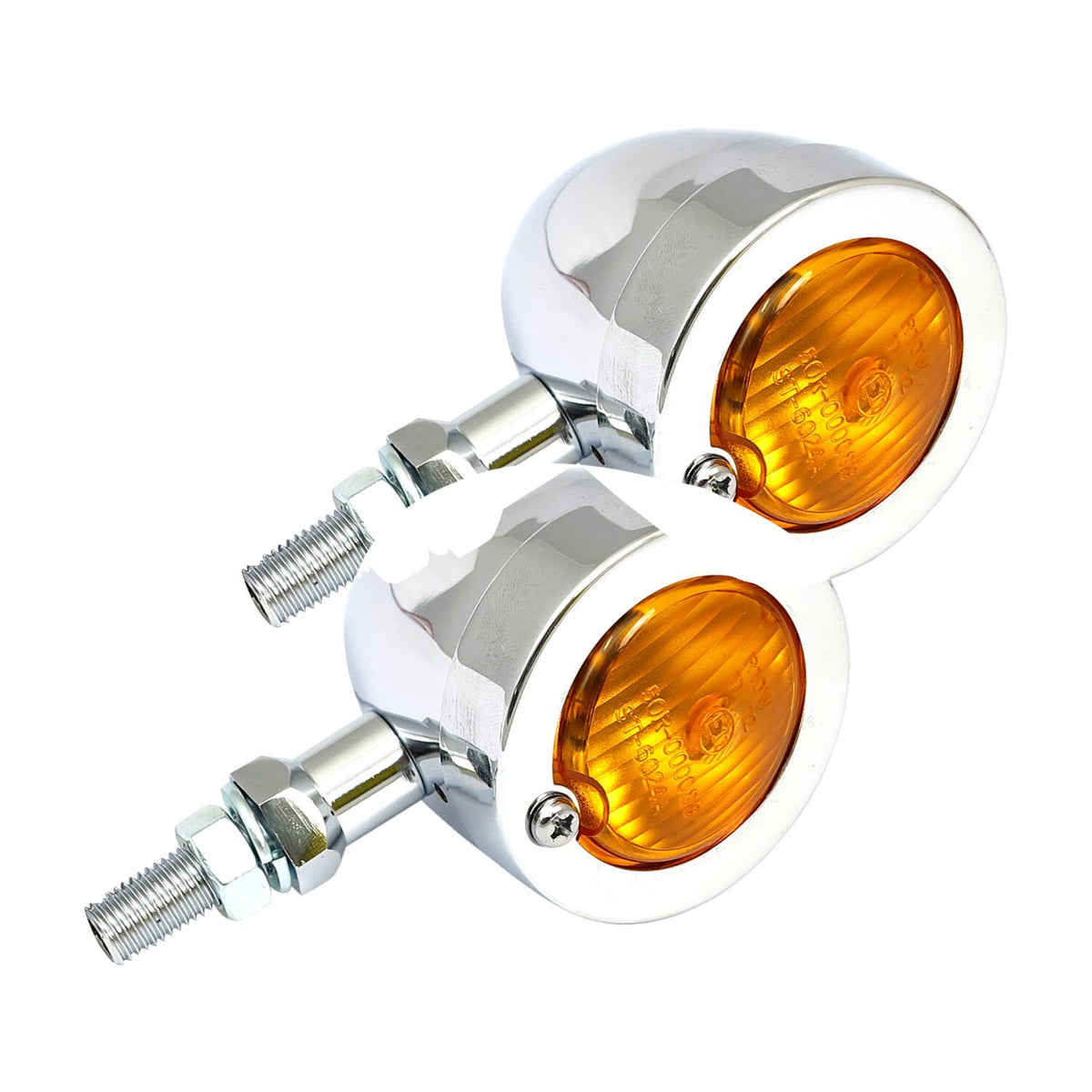 MCS Bullet turn signals flat lens - Chrome