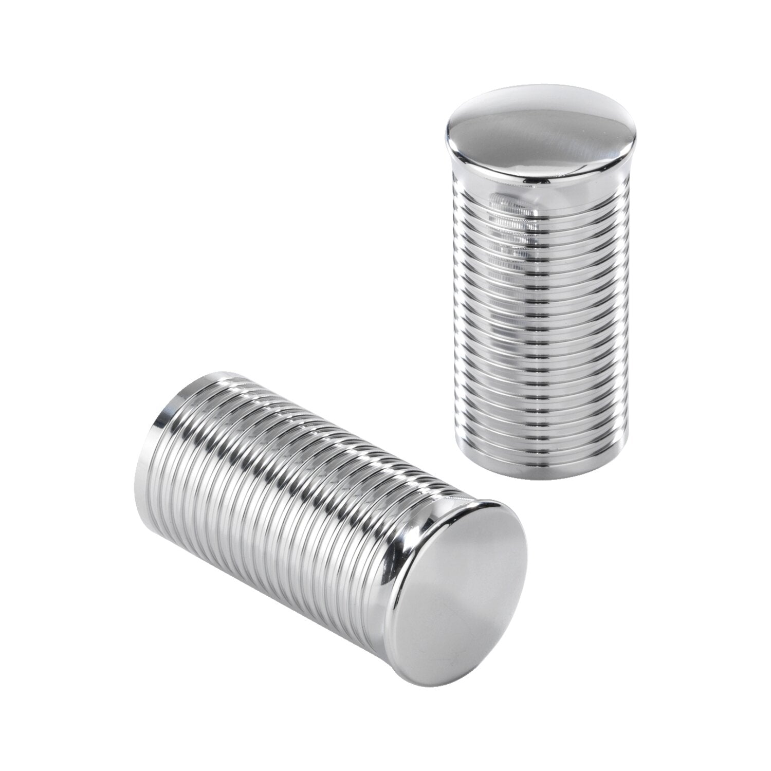 Kustom Tech FL handlebar grip ends - Ribbed chrome aluminum