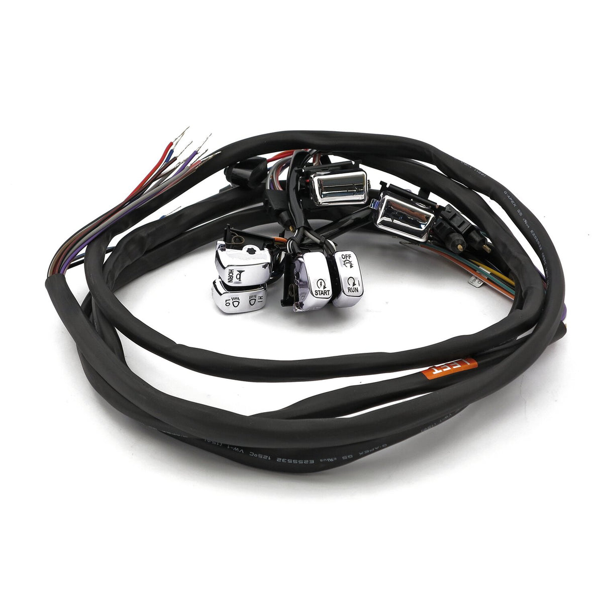 MCS Handlebar switch & wiring kit - Radio - LED - Chrome