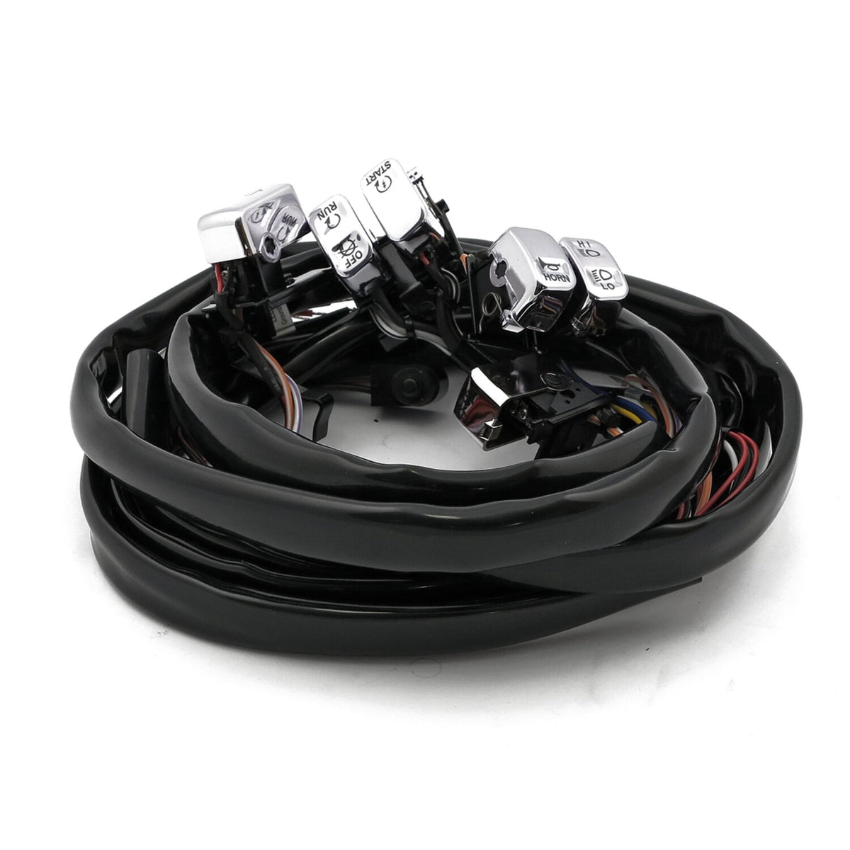 MCS Handlebar switch & wiring kit - Standard - LED - Chrome