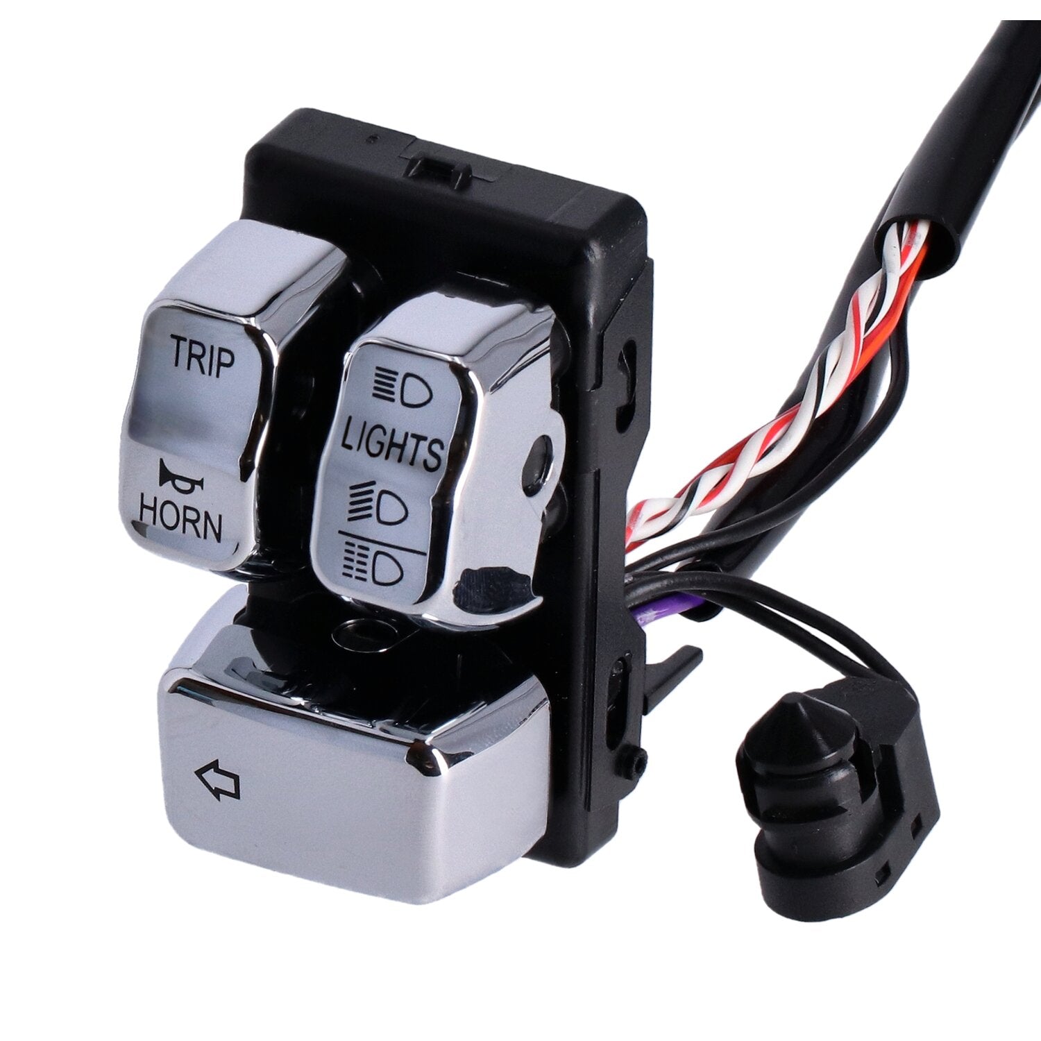 MCS Handlebar switch & wiring kit clutch side - Chrome