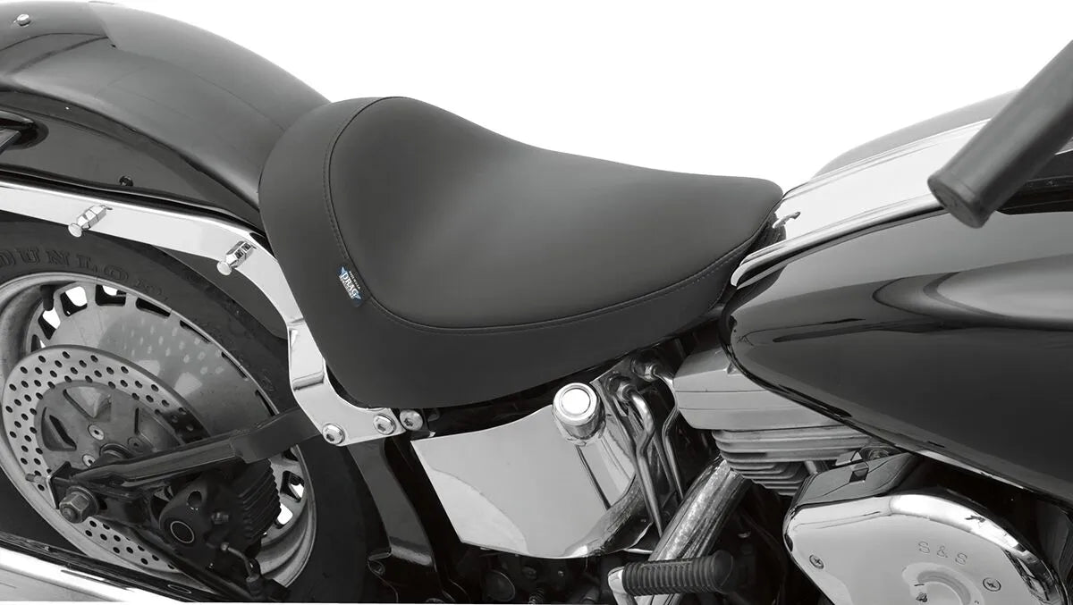 Drag Specialties Solo Seat - Black Leather - For Harley Davidson