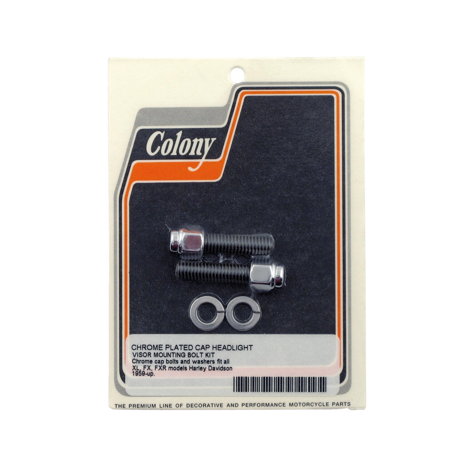 Colony headlamp visor mount bolt kit - Chrome Cap