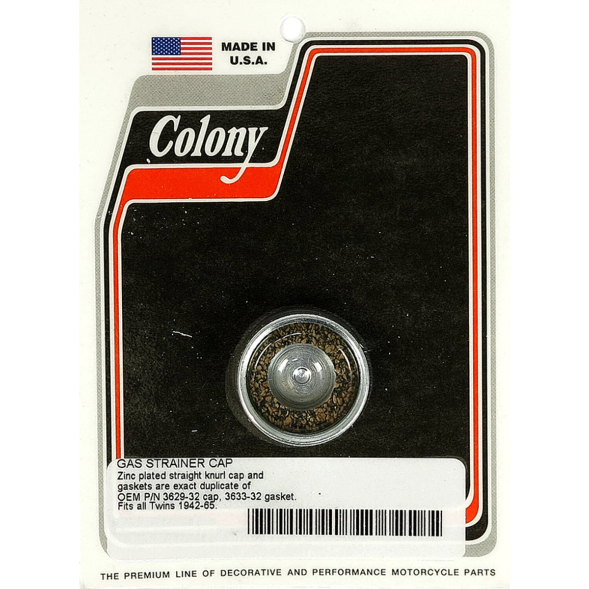 Colony gas strainer cap - 42-65 style - Zinc