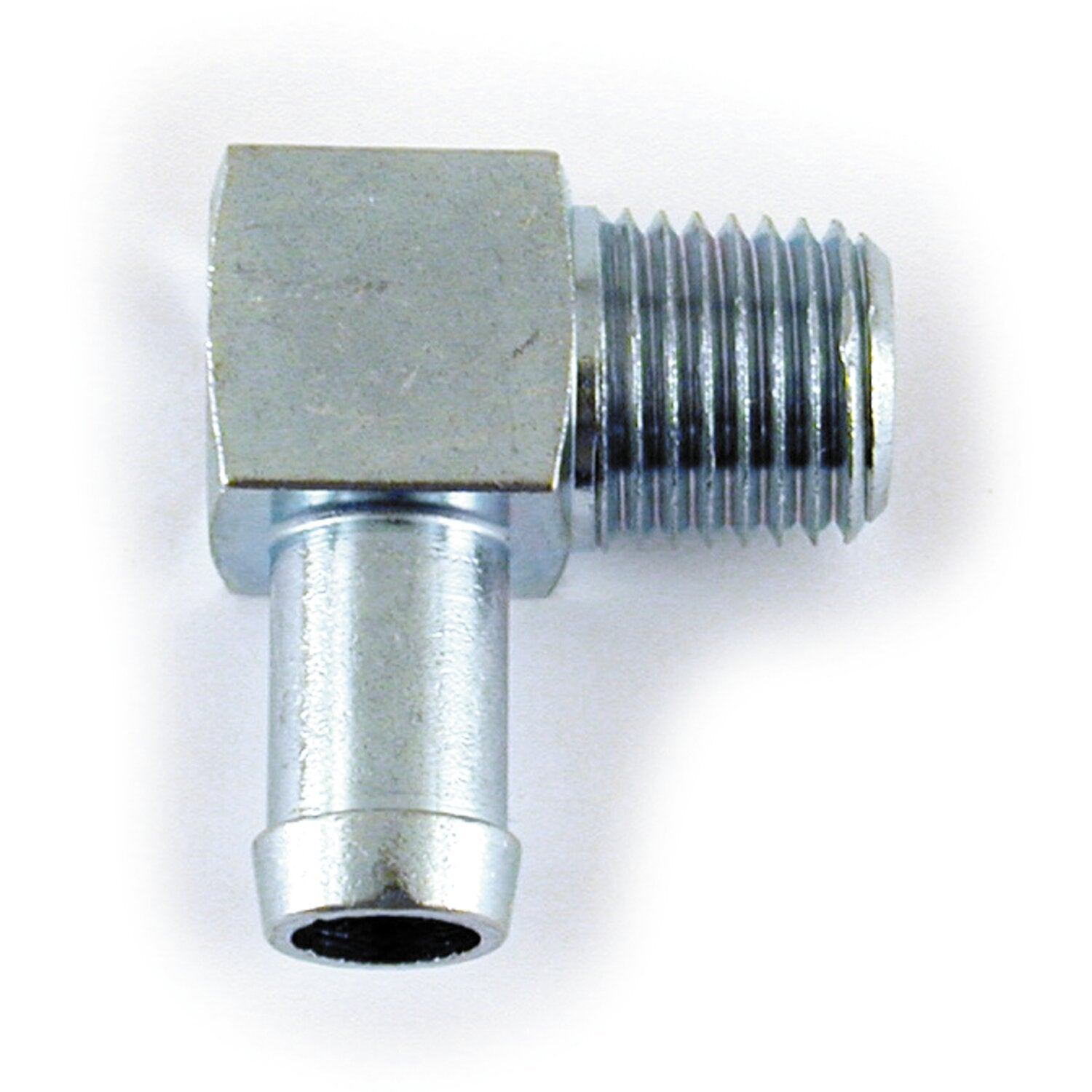 MCS Oil hose fitting 90 degrees - 1/4" NPT to 3/8" - Chrome
