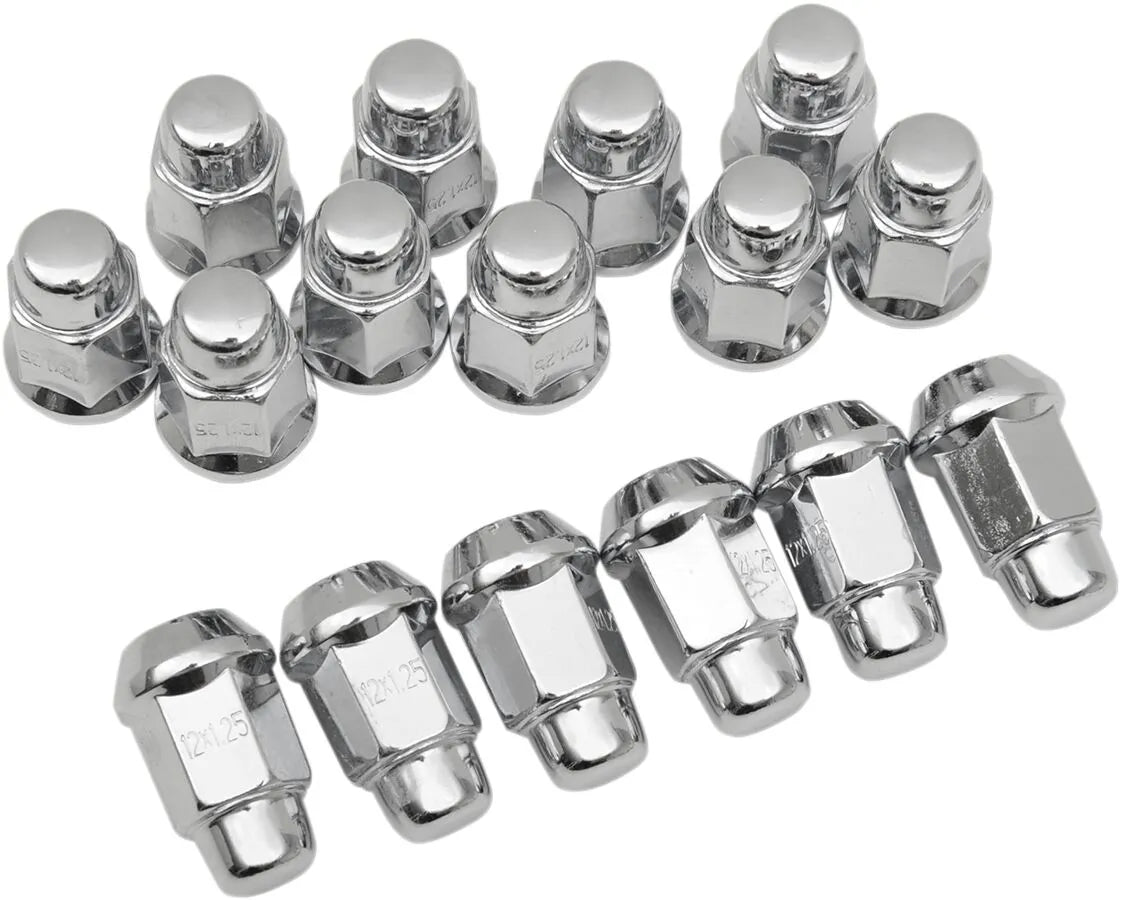 ITP M12x1.25 Tapered Chrome Lug Nuts 16 Pack for Kawasaki Yamaha