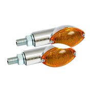 MCS Cateye mini turn signals 20mm stem chrome with amber lens