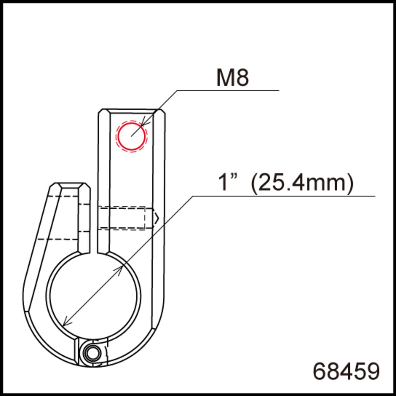 Daytona universal bracket - Side-mount - 1" ID - M8 thread