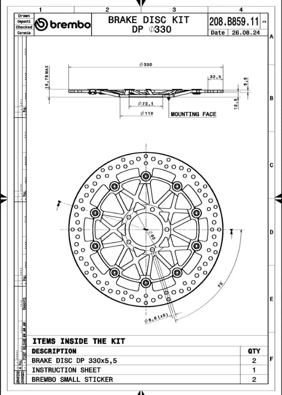 Brembo Supersport Racing Xtra Line Brake Rotor Kit - Front