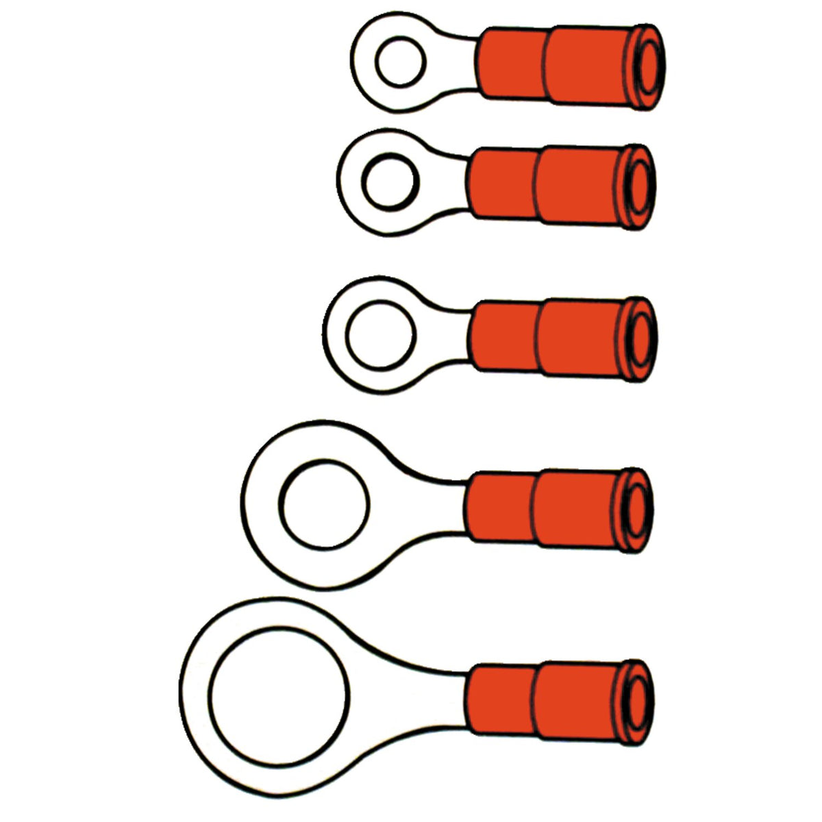 Standard Connectors ring terminal PVC crimp - Red 4.8mm - 100 stk