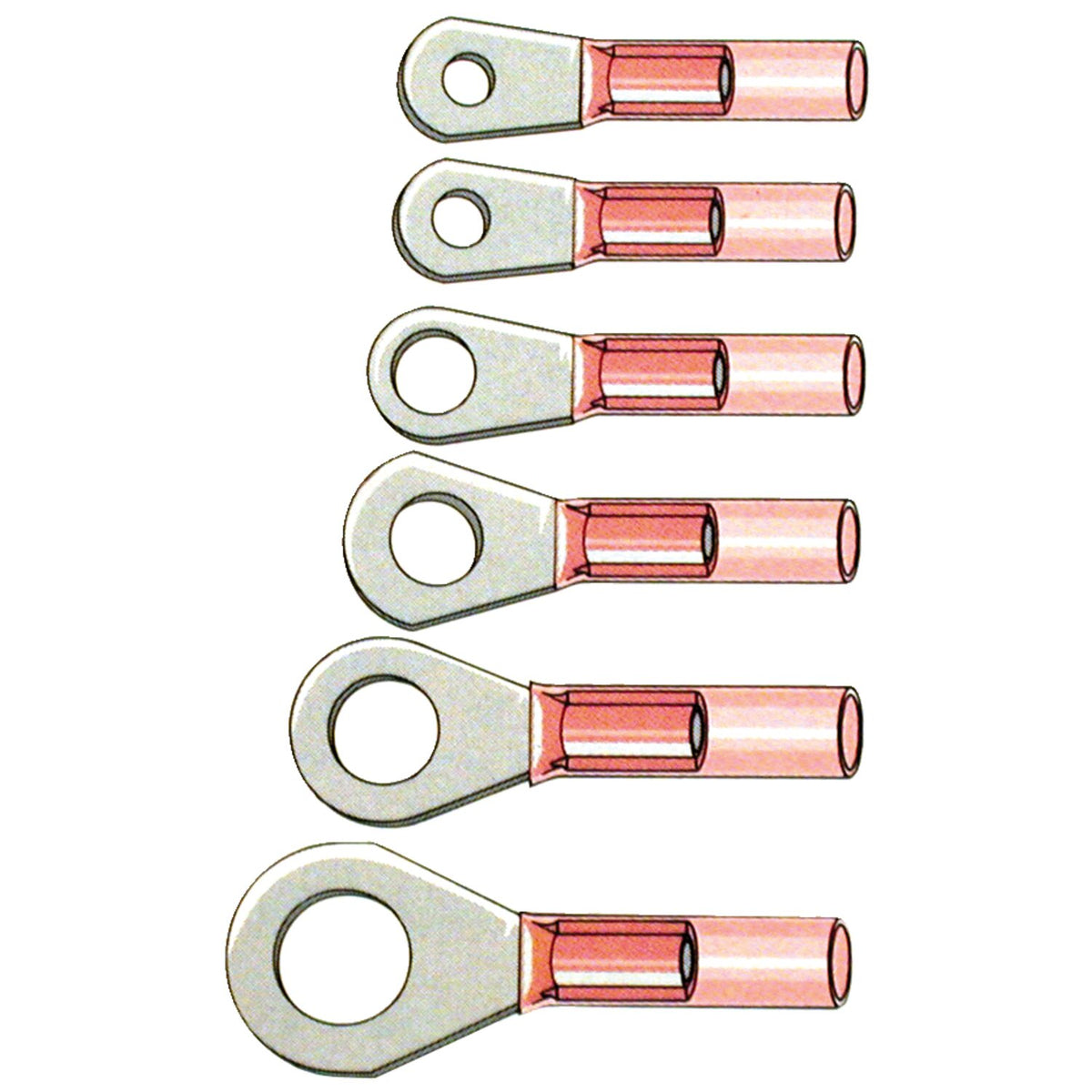 Standard Co Ring terminal connectors #6 - Red - 25 stk