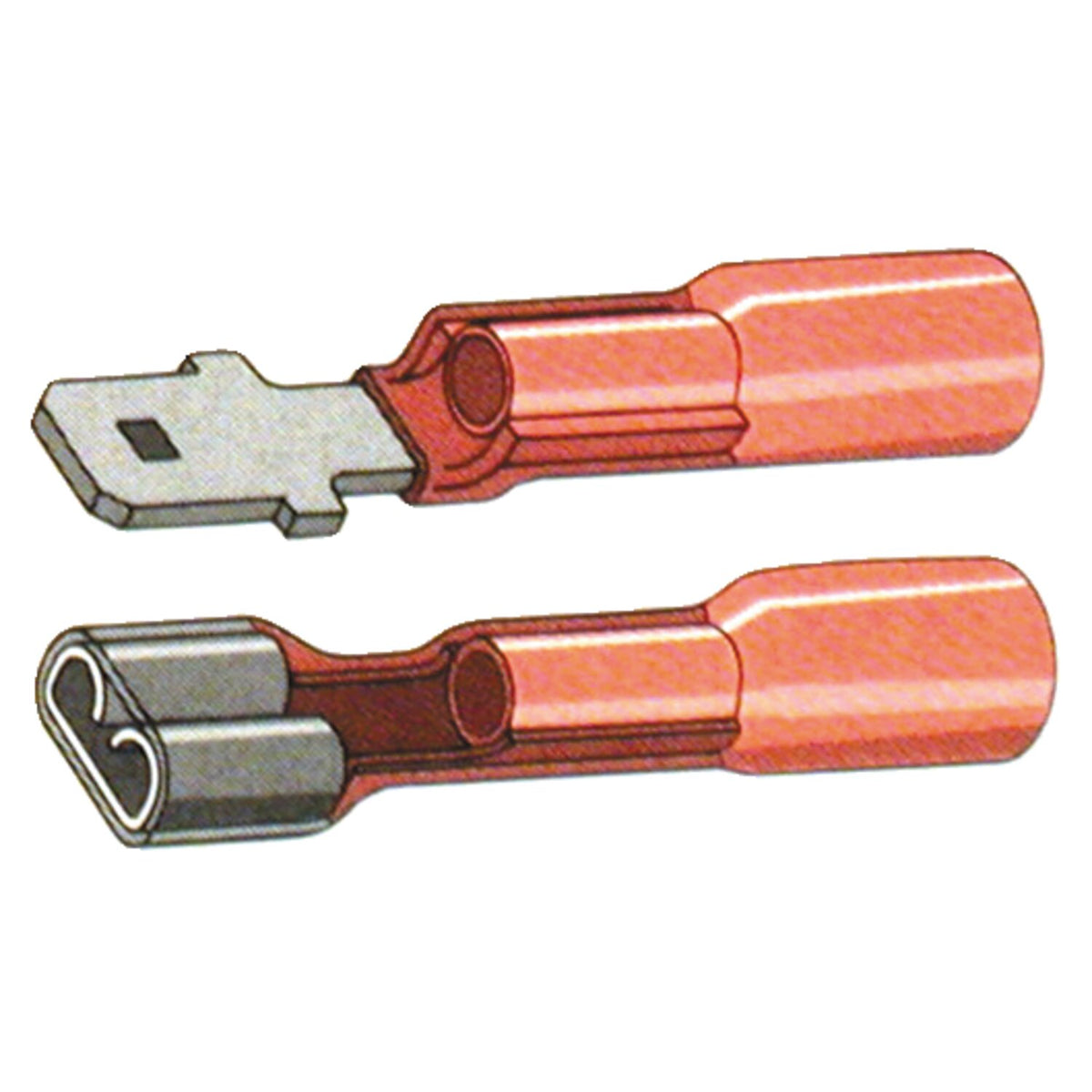 Standard Co Slide-on terminal connectors 1/4" - Red - 25 stk