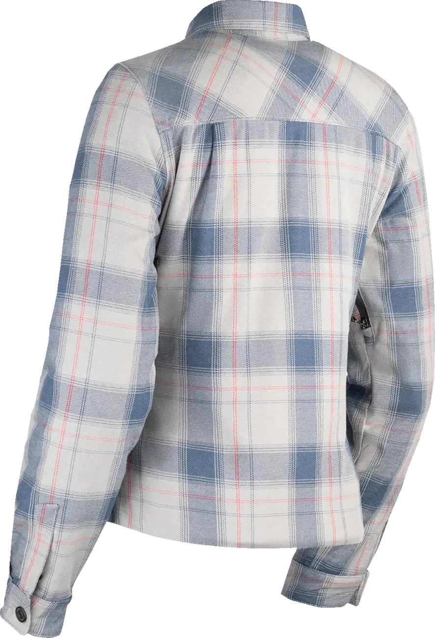Icon Women's Fallblock Flannel™ Motorcycle Jacket - Blue/Gray/Red/White