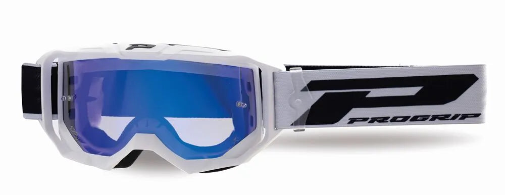 Pro Grip 3300 Vision Go Goggles Matt White Blue Mirror