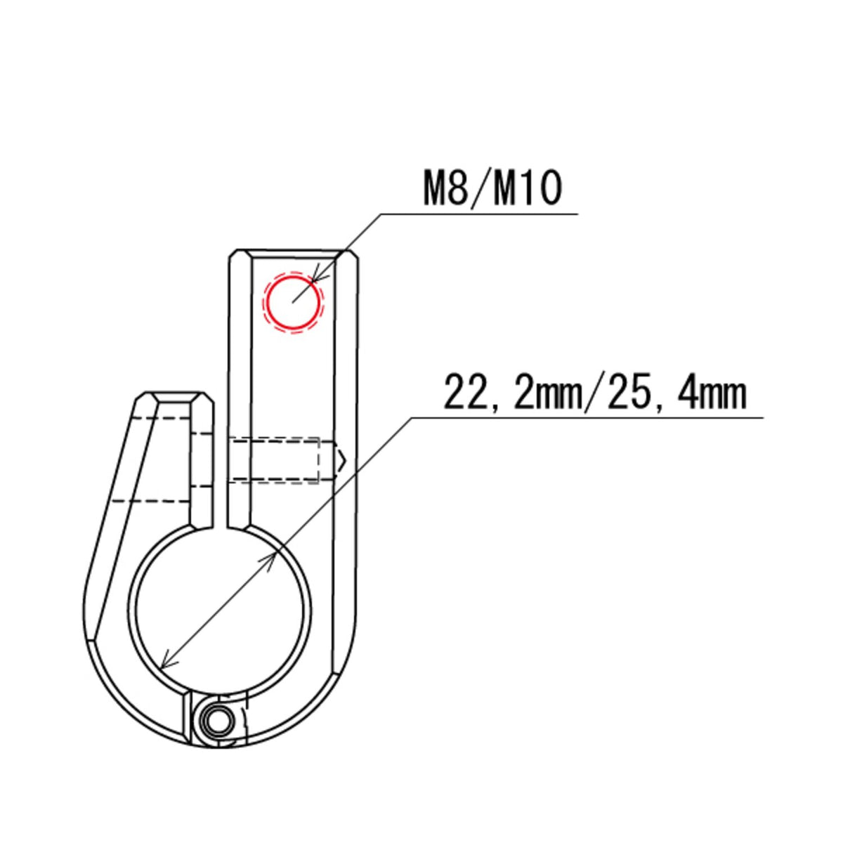 Daytona universal bracket - Side-mount - 7/8" ID - M10 thread