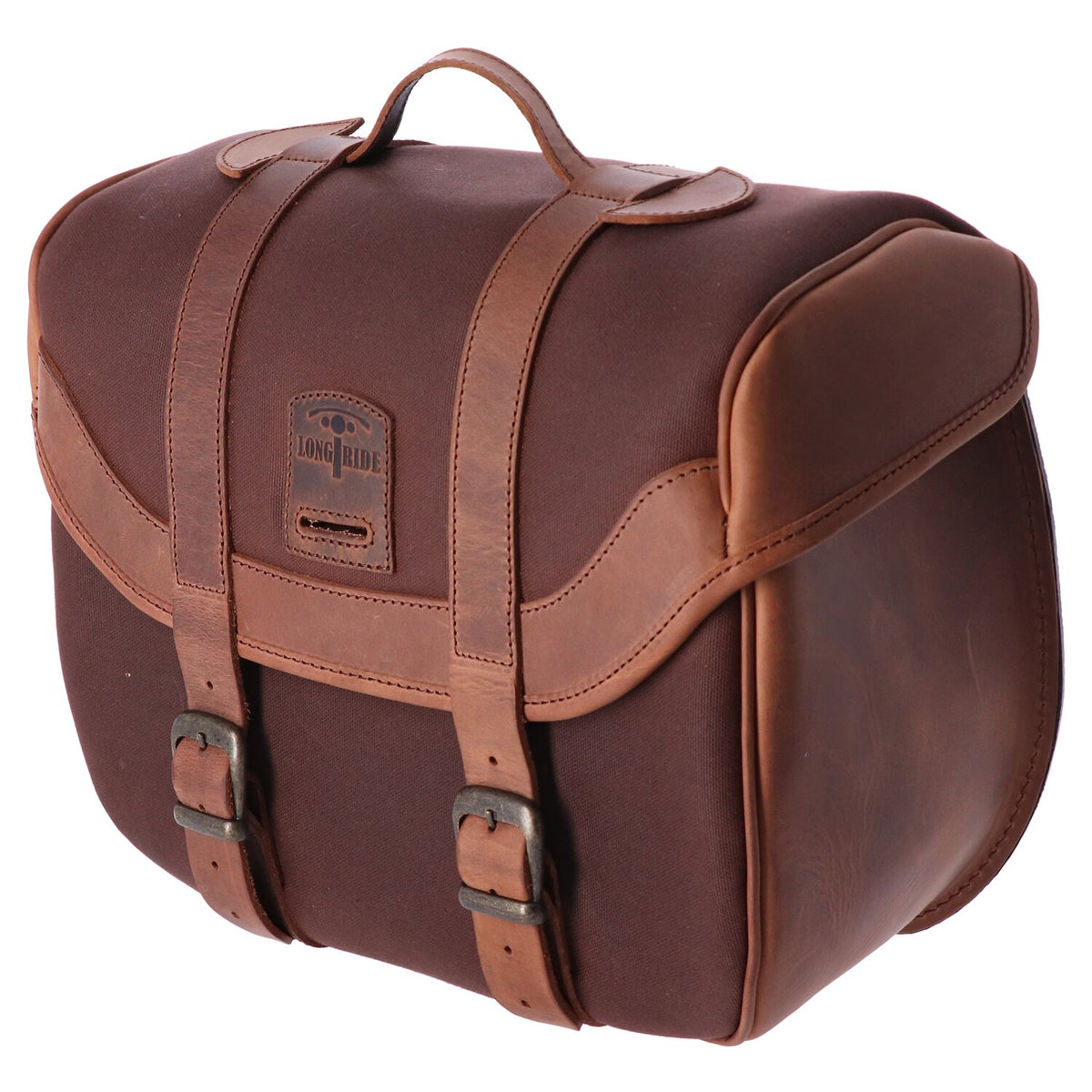 Longride click-on Retro saddlebag waxed cotton - Brown