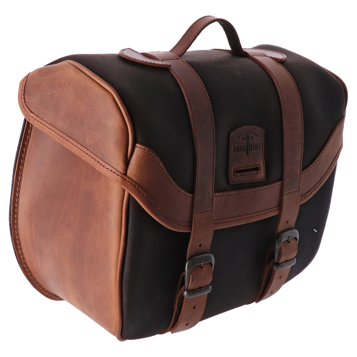 Longride click-on Retro saddlebag waxed cotton - Khaki