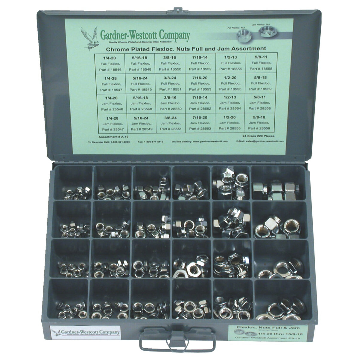 Gardner-Westcott Nylon locknut assortment tray