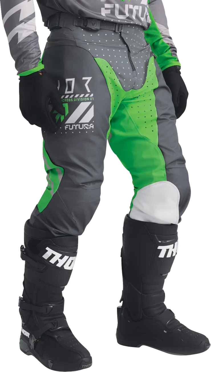 Thor Launchmode Futura Pants - Light Gray/Fluorescent Green/Charcoal Gray