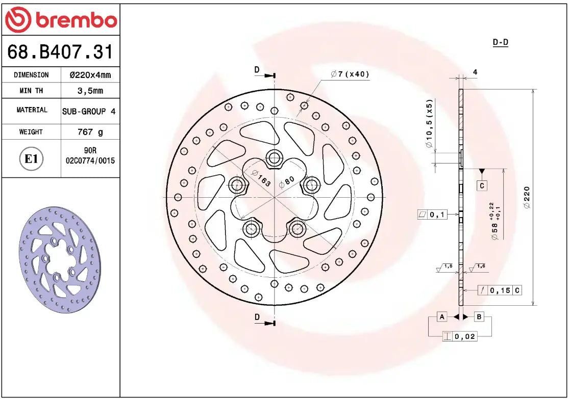 Brembo Serie Oro Fixed Brake Rotor