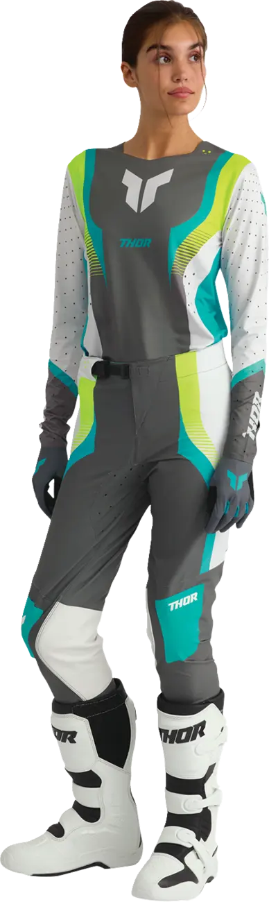 Thor Women's Sportmode Velocity Pants - Gray/White/Fluorescent Yellow/Aqua