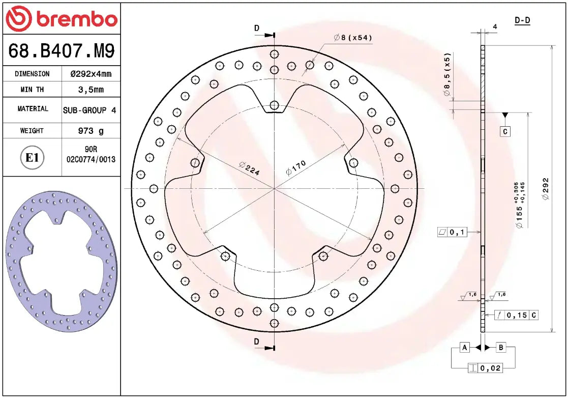 Brembo Serie Oro Prime Line Fixed Brake Rotor - Front