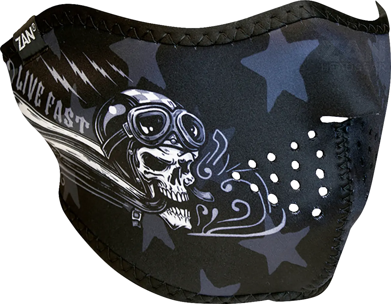 Zan Headgear Neoprene Half Mask Skull Live