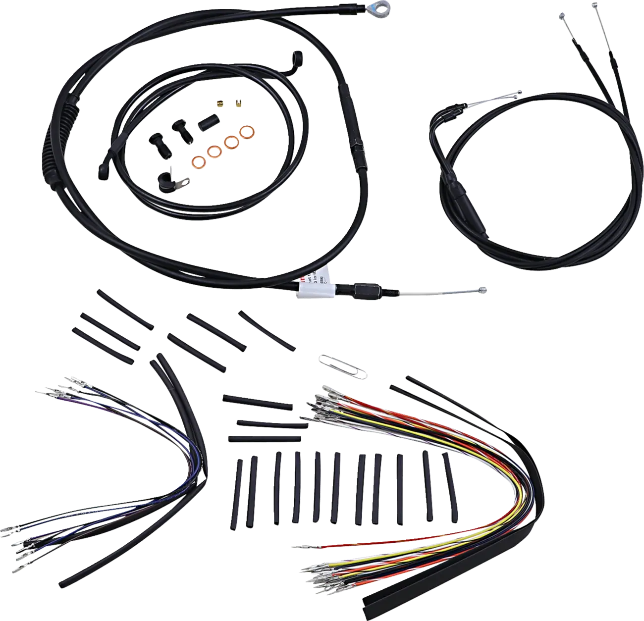 Burly Brand Black Vinyl Handlebar Cable/Line Kit for Ape Hangers