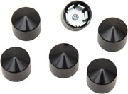 Ciro Peaked Rocker Box Bolt Caps Black 6 Pack for Twin Cam